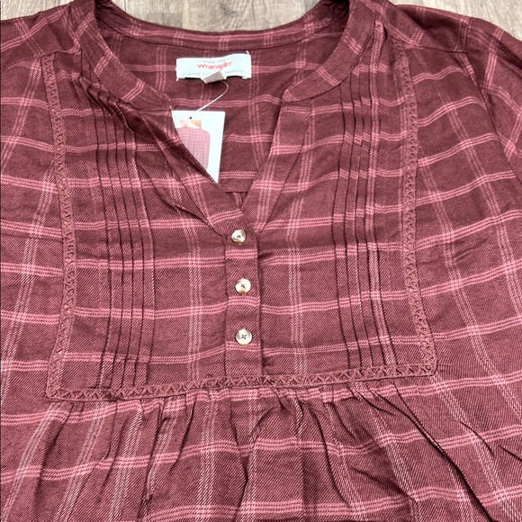 Wrangler Maroon Checkered Plaid Blouse - Picture 2 of 9